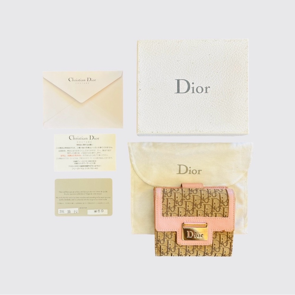 DIOR Authentic Dior Oblique Trotter Wallet Pink Trim w/ Box and Card Y2K - Picture 2 of 15